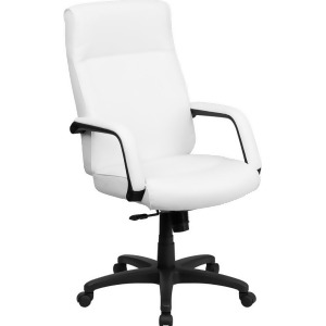 Flash Furniture High Back White Leather Executive Office Chair w/ Memory Foam Pa - All