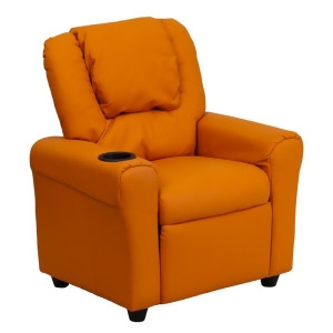 Flash Furniture Contemporary Orange Vinyl Kids Recliner w/ Cup Holder Headrest - All