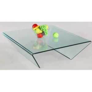 Chintaly Square Bent Glass Cocktail Table With Mirror Effect In Clear Glass - All