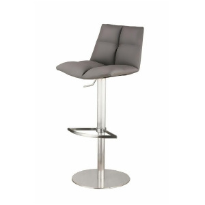 Armen Roma Adjustable Brushed Stainless Steel Barstool in Gray Pu - All