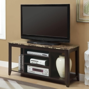 Monarch Specialties 3525 48 Inch Marble Tv Console in Cappuccino - All