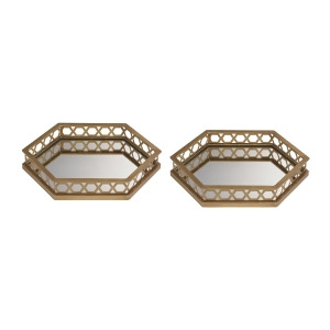 Sterling Industries Set Of 2 Ribbed Hexagonal Mirrored Trays - All