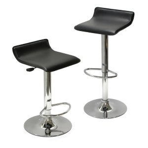 Winsome Wood Spectrum Set of 2 Adjustable Air Lift Stool Black Faux Leather - All