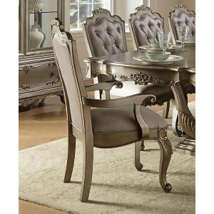 Homelegance Florentina Arm Chair Faux Silk In Taupe Color Faux Silk Rich Silver - All