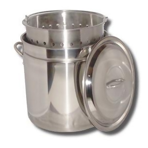 King Kooker Stainless Steel Boiling Pot with Steam Rim. Lid Basket - All