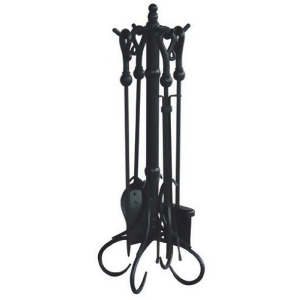 Uniflame 5 Piece Black Heavy Weight Fireset with Crook Handles - All