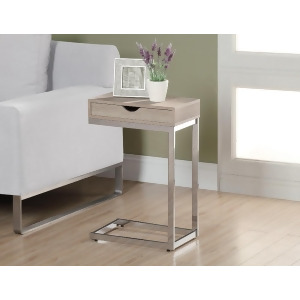 Monarch Specialties 3204 Accent Table in Natural w/ Chrome Metal - All
