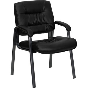 Flash Furniture Black Leather Executive Side Chair w/ Titanium Frame Finish Bt - All