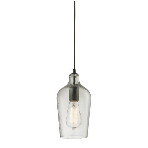 Elk Lighting Hammered Glass Collection 1 Light Mini Pendant In Oil Rubbed Bronze - All