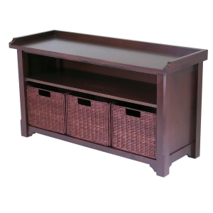 Winsome Wood Bench w/ Storage Shelf 3 Small Baskets - All