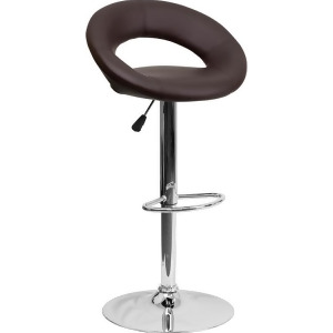 Flash Furniture Contemporary Brown Vinyl Rounded Back Adjustable Height Bar Stoo - All