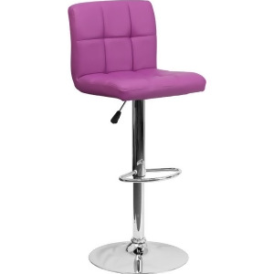 Flash Furniture Contemporary Purple Quilted Vinyl Adjustable Height Bar Stool w/ - All