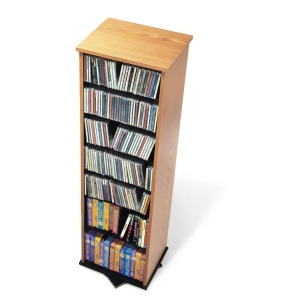 Prepac Oak Two Sided Spinner / Multimedia Storage Tower Holds 528 CDs - All