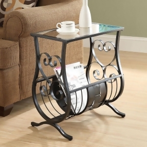 Monarch Specialties 3314 Glass Top Magazine Table in Satin Black - All