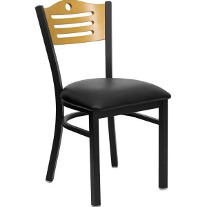 Flash Furniture Hercules Series Black Slat Back Metal Restaurant Chair Natural - All