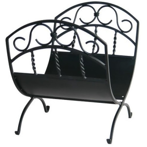 Uniflame W-1035 Black Wrought Iron Log Rack with Scrolls - All