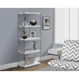 Monarch Specialties Glossy White Hollow-Core Tempered Glass Bookcase I 3289 - All