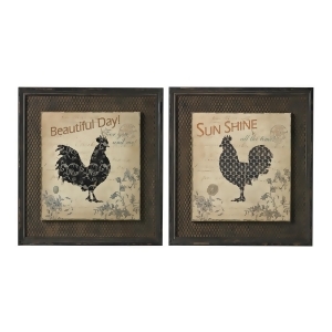 Sterling Industries 26-8677 Fisher-Rooster Prints On Wood Set In Wire Mesh Matti - All