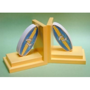 One World Blue Surfboard Bookends with Yellow Base - All