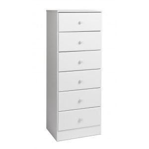 Prepac Astrid 6 Drawer Tall Chest in White - All