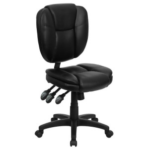 Flash Furniture Mid-Back Black Leather Multi-Functional Ergonomic Task Chair G - All