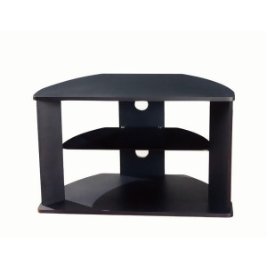 4D Concepts Corner Tv Stand w/ Glass Shelf in Black - All