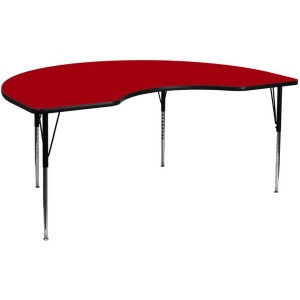 Flash Furniture 48 x 96 Kidney Shaped Activity Table w/ Red Thermal Fused Lamina - All