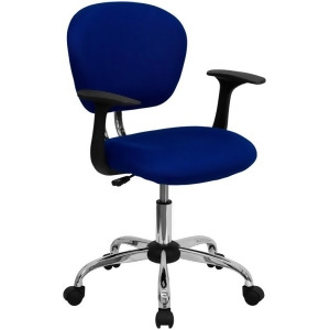 Flash Furniture Mid-Back Blue Mesh Task Chair w/ Arms Chrome Base H-2376-f-b - All