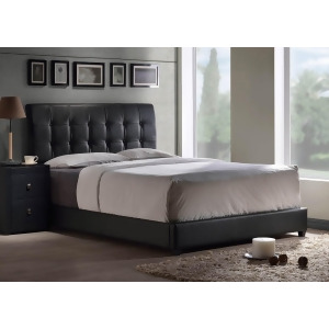 Hillsdale Lusso Upholstered Platform Bed w/ Rails in Black Faux Leather - All