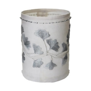 Lazy Susan White Linen Silver Stitched Ginkgo Votive - All