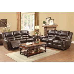 Homelegance Center Hill 2 Piece Living Room Set in Brown Leather - All