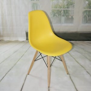 Mod Made Paris Tower Collection Side Chair With Wood Leg In Yellow Set of 2 - All
