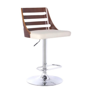 Armen Living Storm Barstool in Chrome finish with Walnut wood and Cream Pu uphol - All