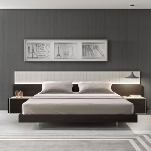 J M Furniture Porto 3 Piece Platform Bedroom Set in Light Grey Wenge - All
