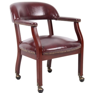 Boss Chairs Boss Captain's Chair in Burgundy Vinyl w/ Casters - All