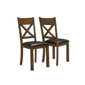 Monarch Specialties Walnut Dark Brown Leather-Look Dining Chair I 1551 - All