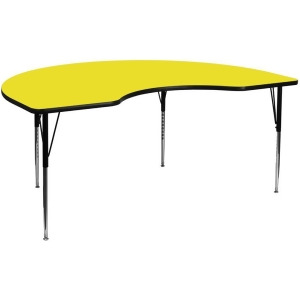 Flash Furniture 48 x 96 Kidney Shaped Activity Table w/ 1.25 Inch Thick High Pre - All