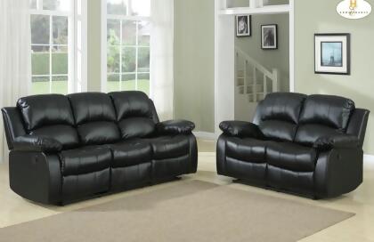 Homelegance Cranley 2 Piece Living Room Set in Black Leather 
