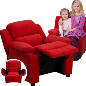 Flash Furniture Deluxe Heavily Padded Contemporary Red Microfiber Kids Recliner - All