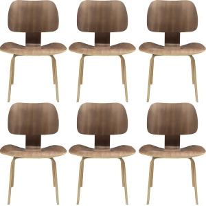 Modway Fathom Dining Chairs Set of 6 in Walnut - All
