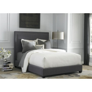Liberty Furniture Upholstered Panel Bed in Dark Gray Linen Fabric - All