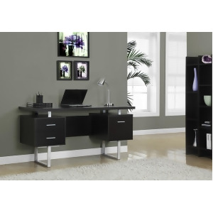 Monarch Specialties Cappuccino Hollow-Core Silver Metal Office Desk I 7080 - All
