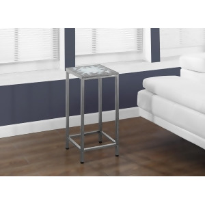 Monarch Specialties Grey Blue Tile Top Hammered Silver Plant Stand I 3145 - All