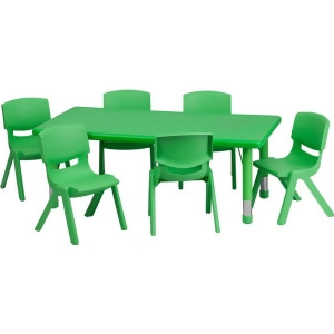 Flash Furniture 24 x 48 Adjustable Rectangular Green Plastic Activity Table Set - All