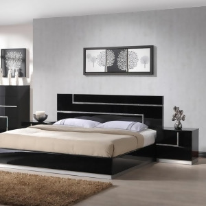 J M Furniture Lucca 3 Piece Platform Bedroom Set in Black Lacquer - All