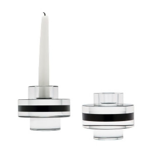 Round Crystal Tuxedo Pedalstal Candleholders Set Of 2 - All