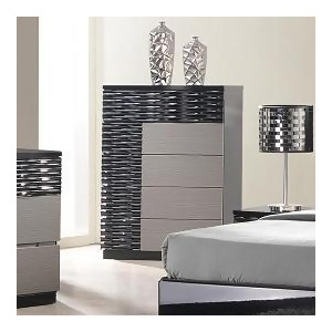 J M Furniture Roma Chest in Black Grey Lacquer - All