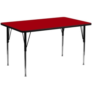 Flash Furniture 30 x 72 Rectangular Activity Table w/ Red Thermal Fused Laminate - All