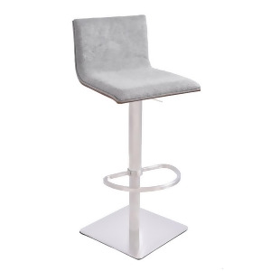 Armen Living Crystal Barstool in Brushed Steel finish with Grey Fabric upholster - All
