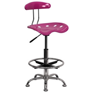 Flash Furniture Vibrant Pink Chrome Drafting Stool w/ Tractor Seat Lf-215-pi - All